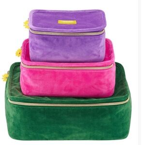 Marc Jacobs Velvet Cosmetic Pouch Set in Purple, Pink & Green
